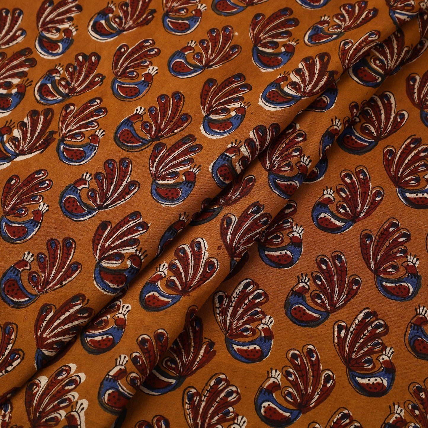 Brown Block Print Cotton Bagru Fabric