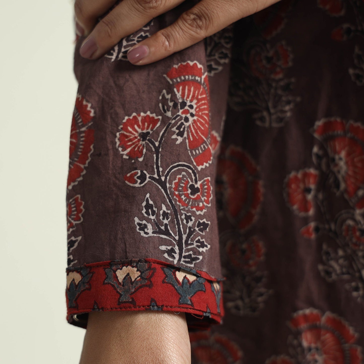Block Print Cotton Flared Ajrakh Kurta with Palazzo Set