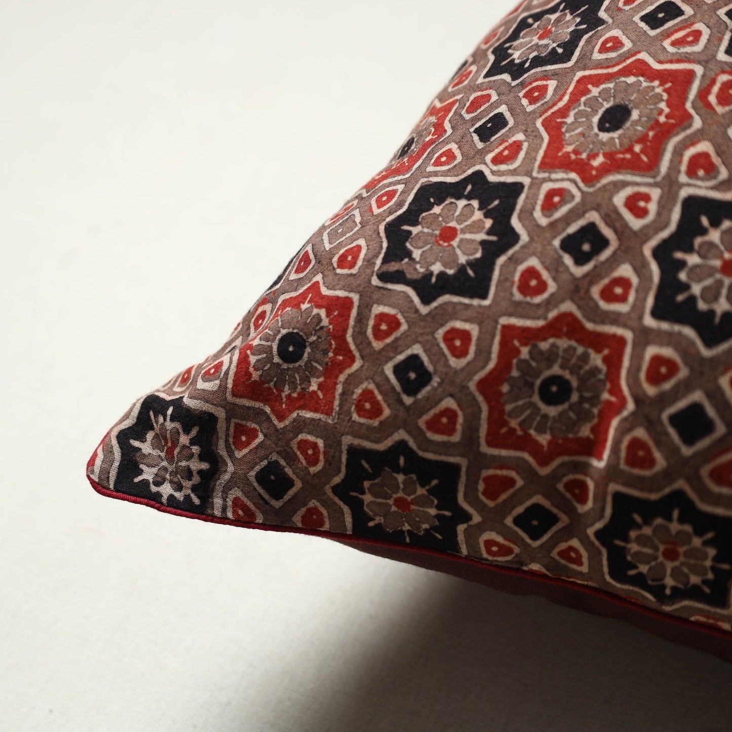 Authentic Brown Ajrakh Cushion Cover