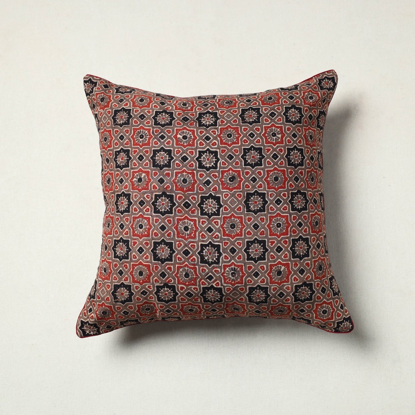 Authentic Brown Ajrakh Cushion Cover