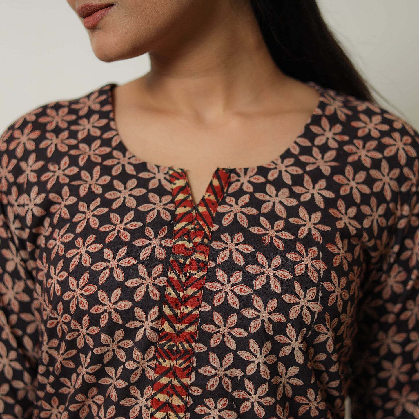 Brown Block Print Cotton Bagru Co-Ord Set