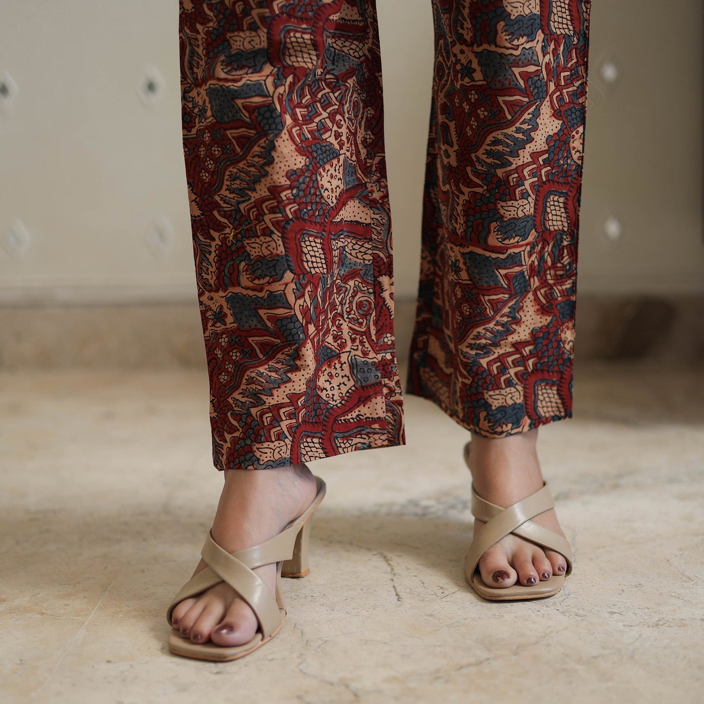Brown Block Printed Cotton Kaftan Ajrakh Co-ord Set