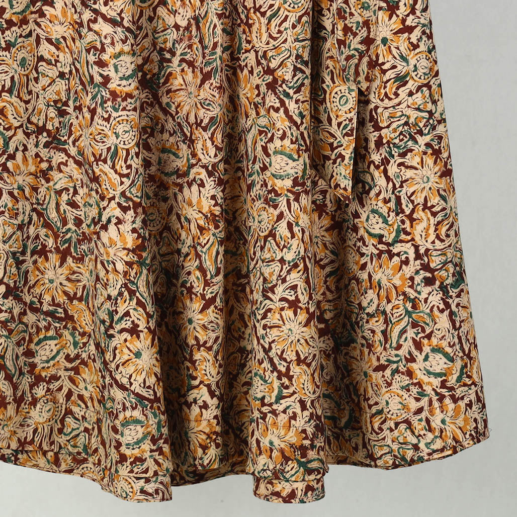 Block Printed Cotton Wrap Around kalamkari Skirt