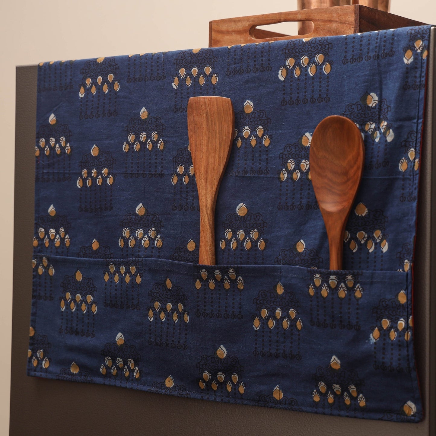 Handmade fridge top cover with multiple pockets 30