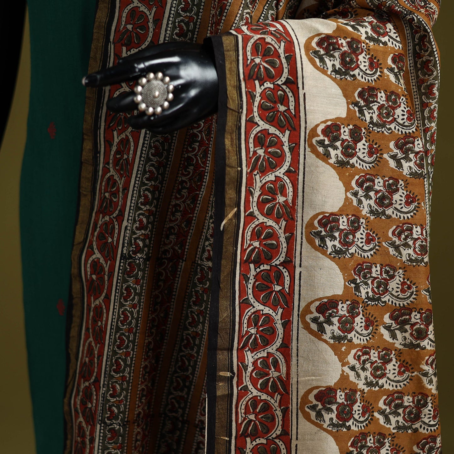 Brown - chanderi silk hand natural dyed kalamkari bagru