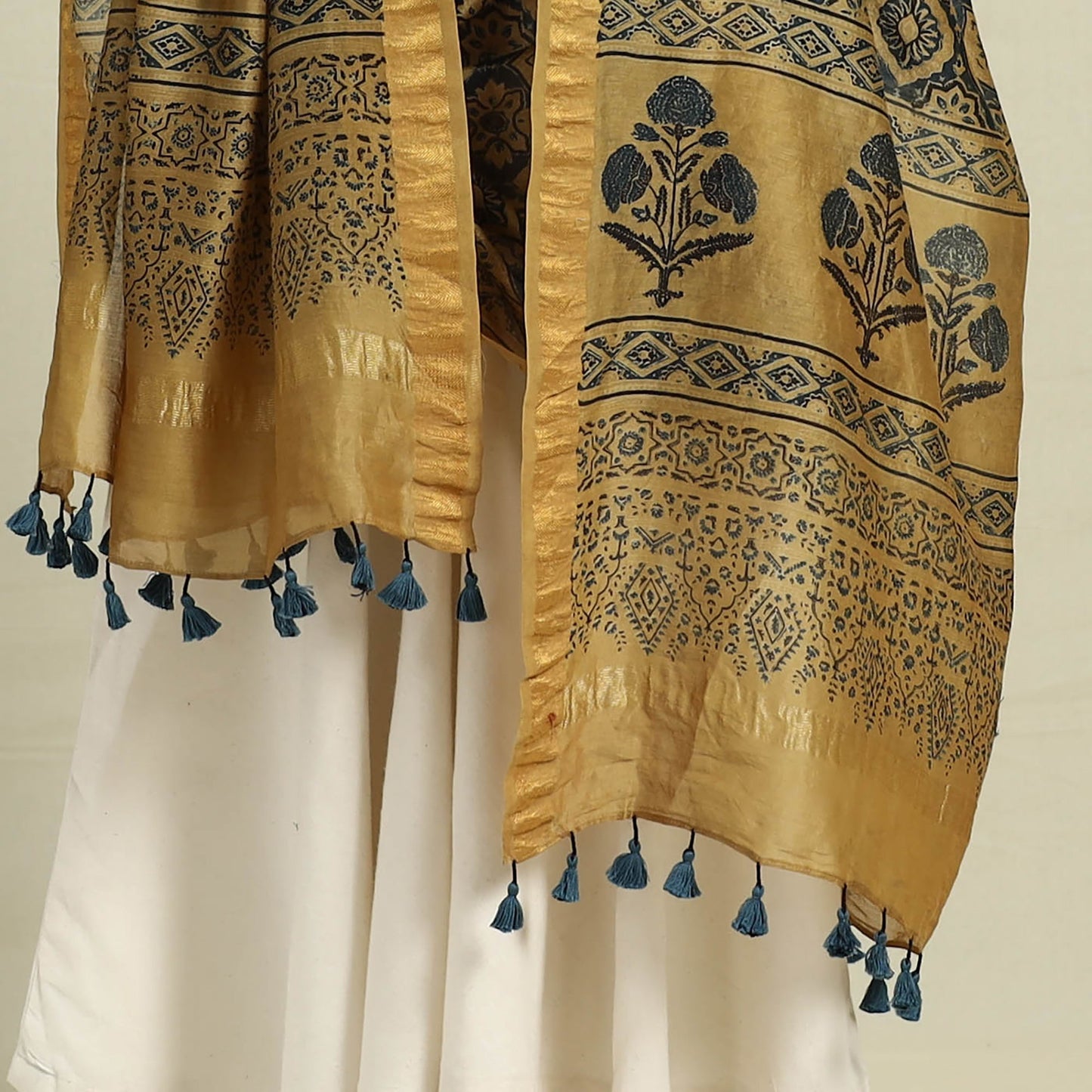 Brown - chanderi silk handloom dupatta 07 - handcrafted