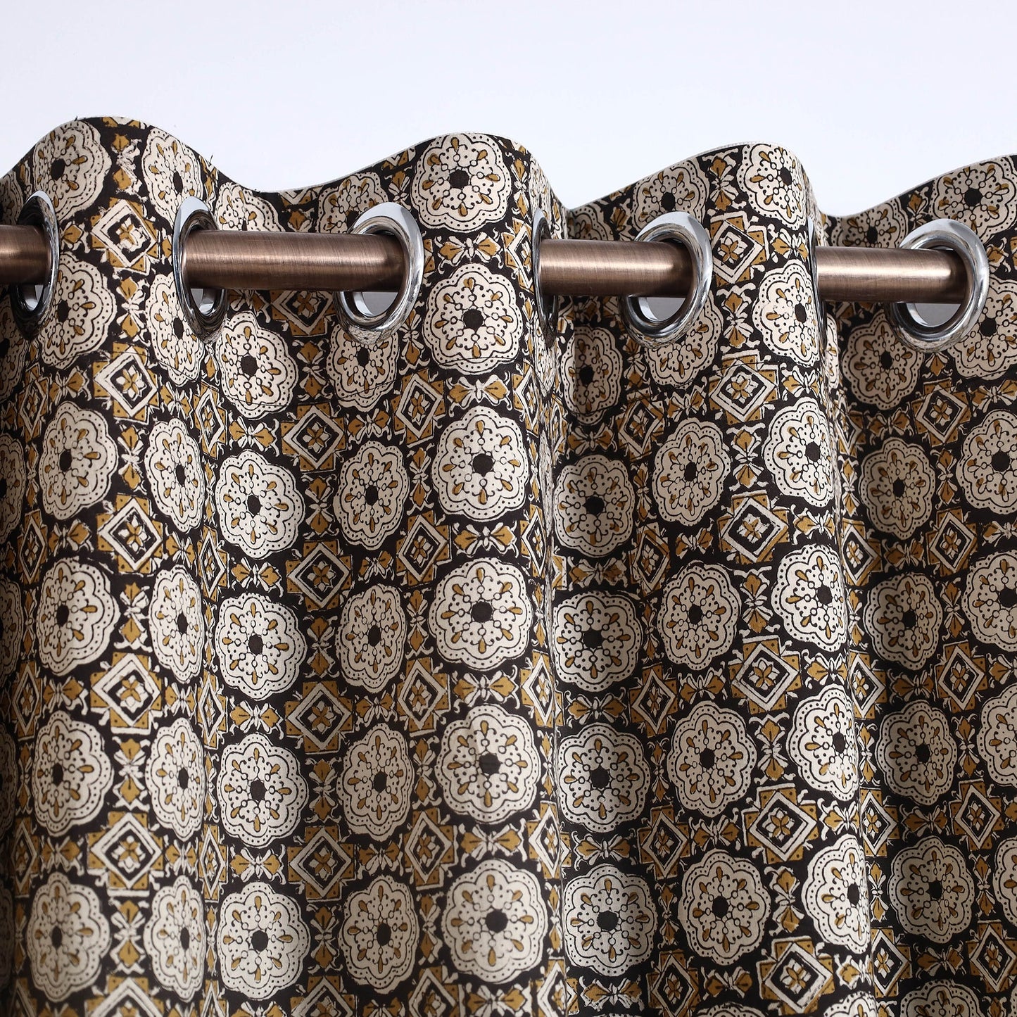 Buy Cotton Door Brown Bagru Hand Block print Curtain