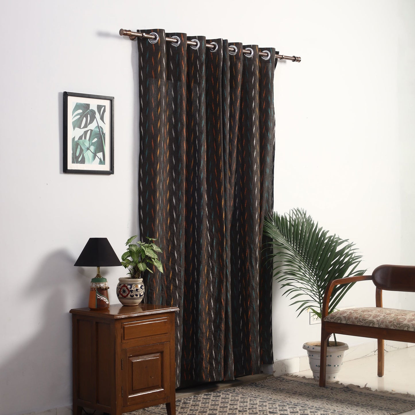 Buy Cotton Door Brown Pochampally Ikat Curtain