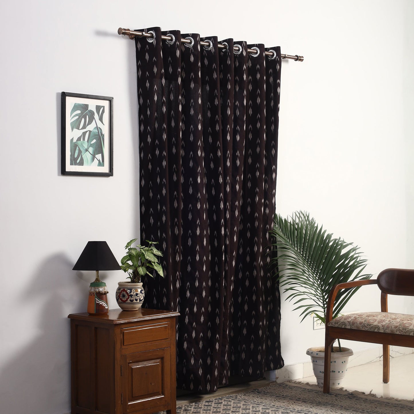Buy Cotton Door Brown Pochampally Ikat Curtain