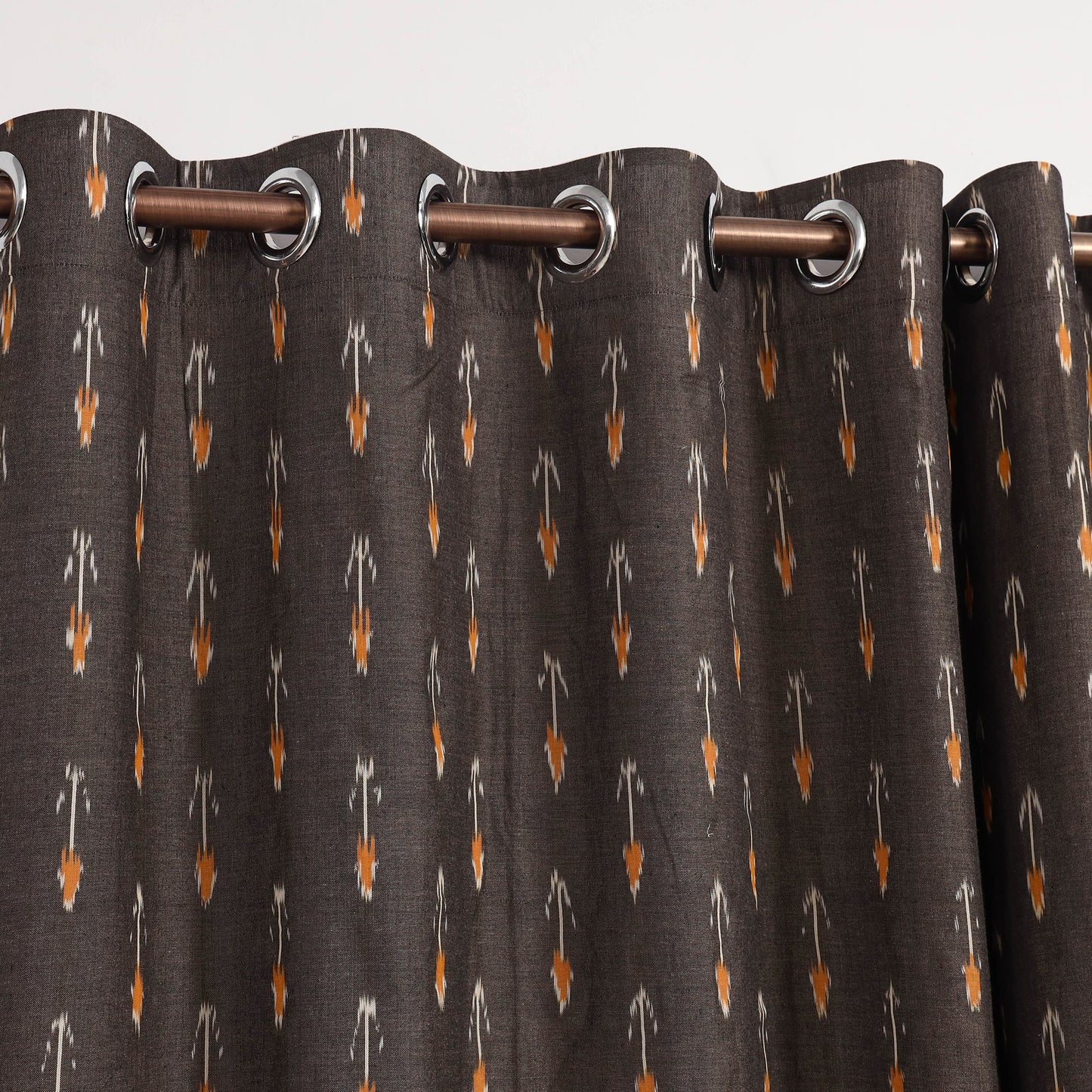 Brown - cotton door pochampally ikat curtain (7 x 3 feet)