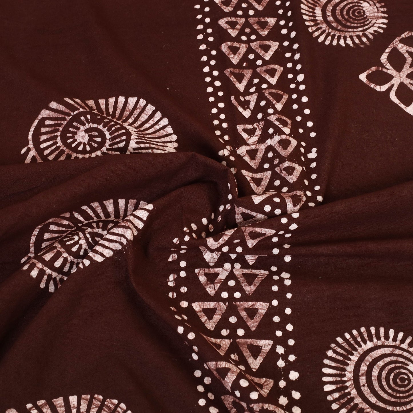Brown Cotton Double Hand Batik Print Bed Sheet Set