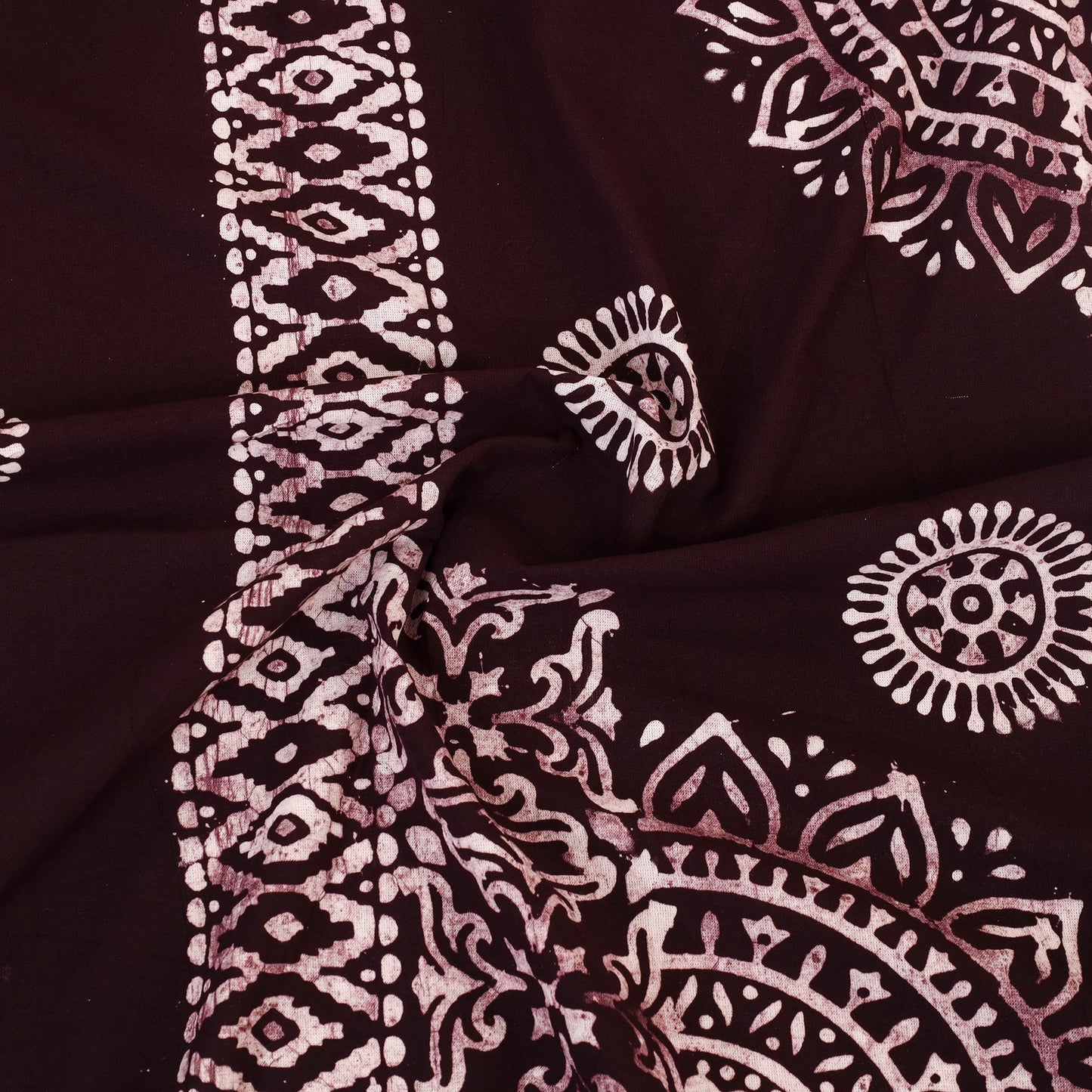 Brown Cotton Double Hand Batik Print Bed Sheet Set