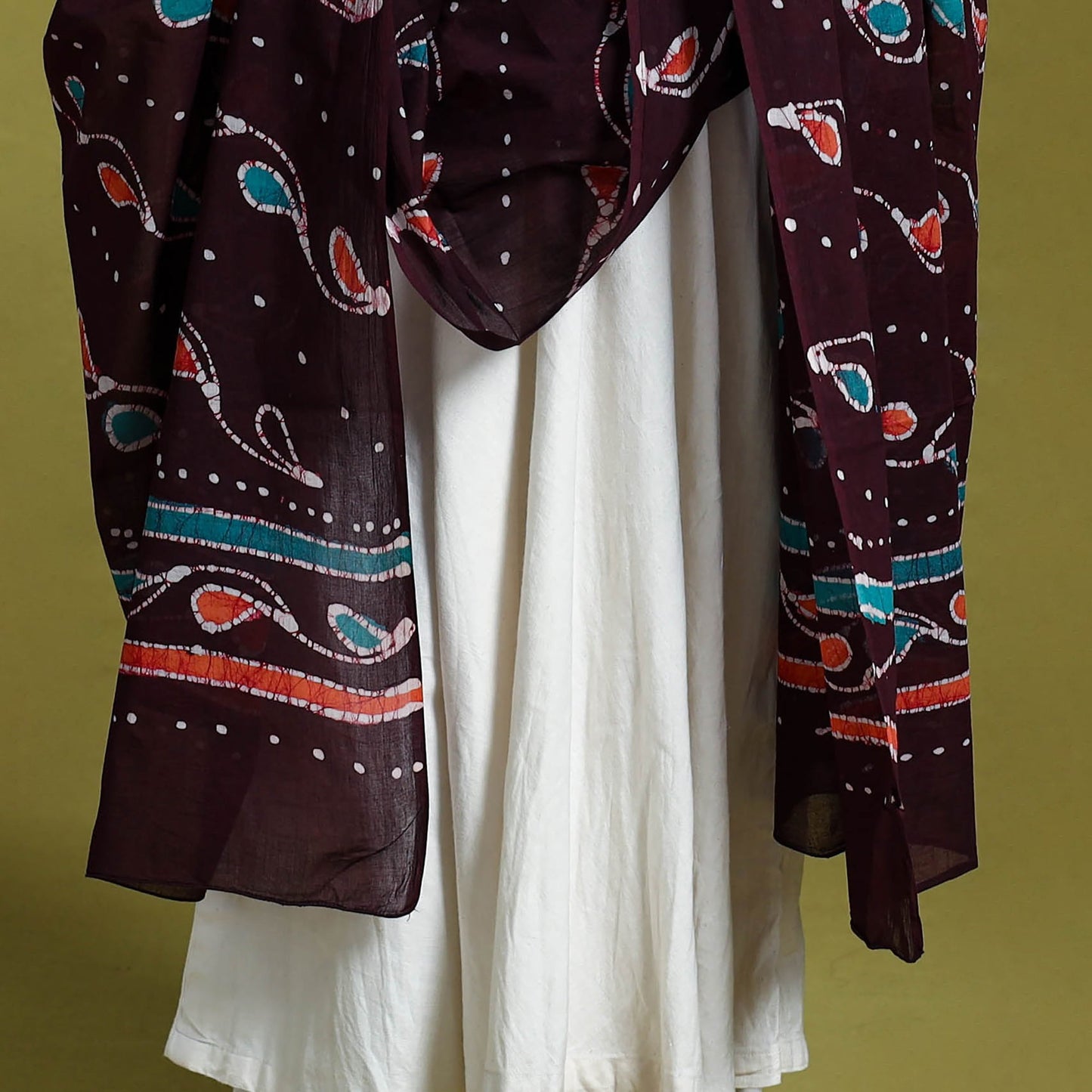 Brown Cotton Hand Batik Print Dupatta