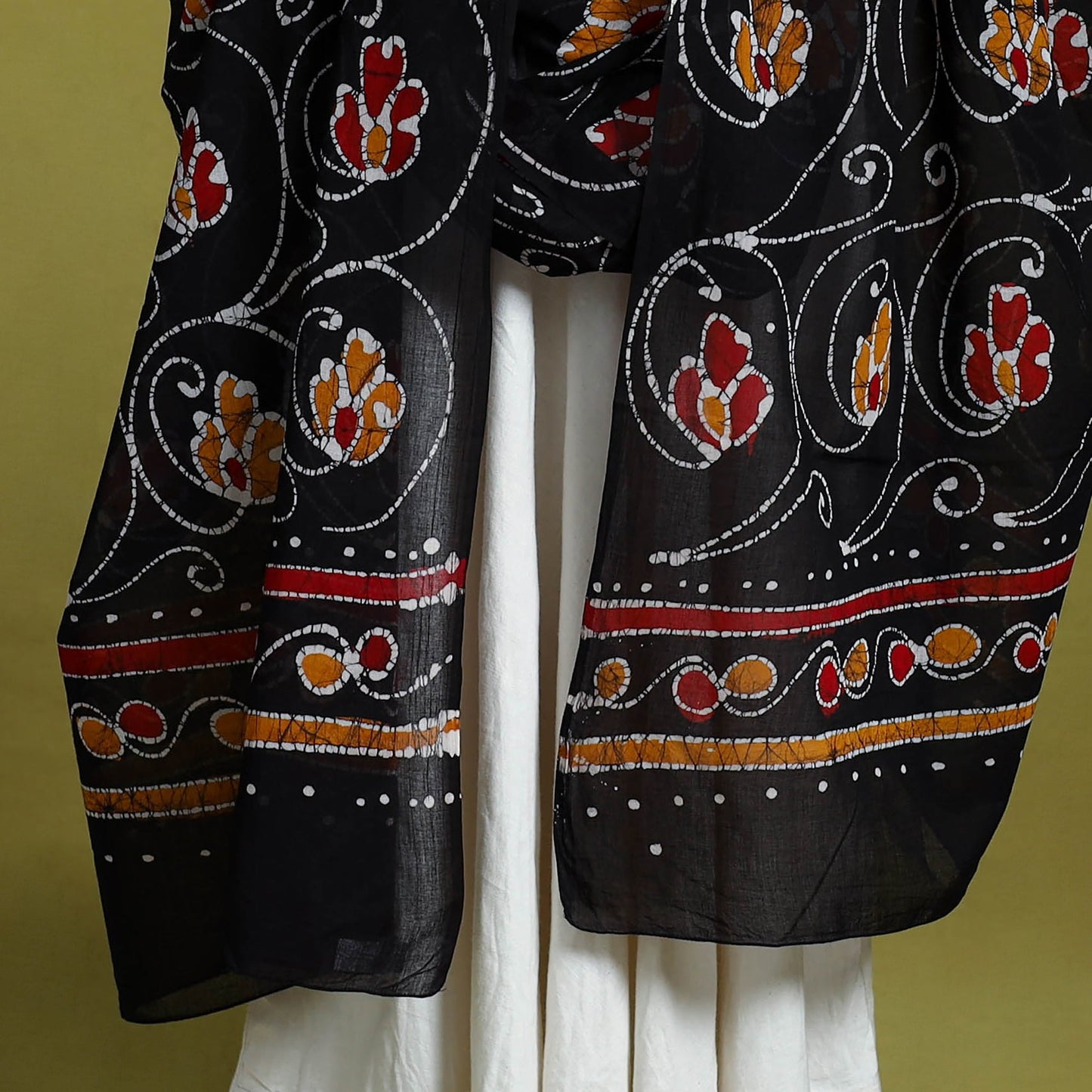 Brown Cotton Hand Batik Print Dupatta