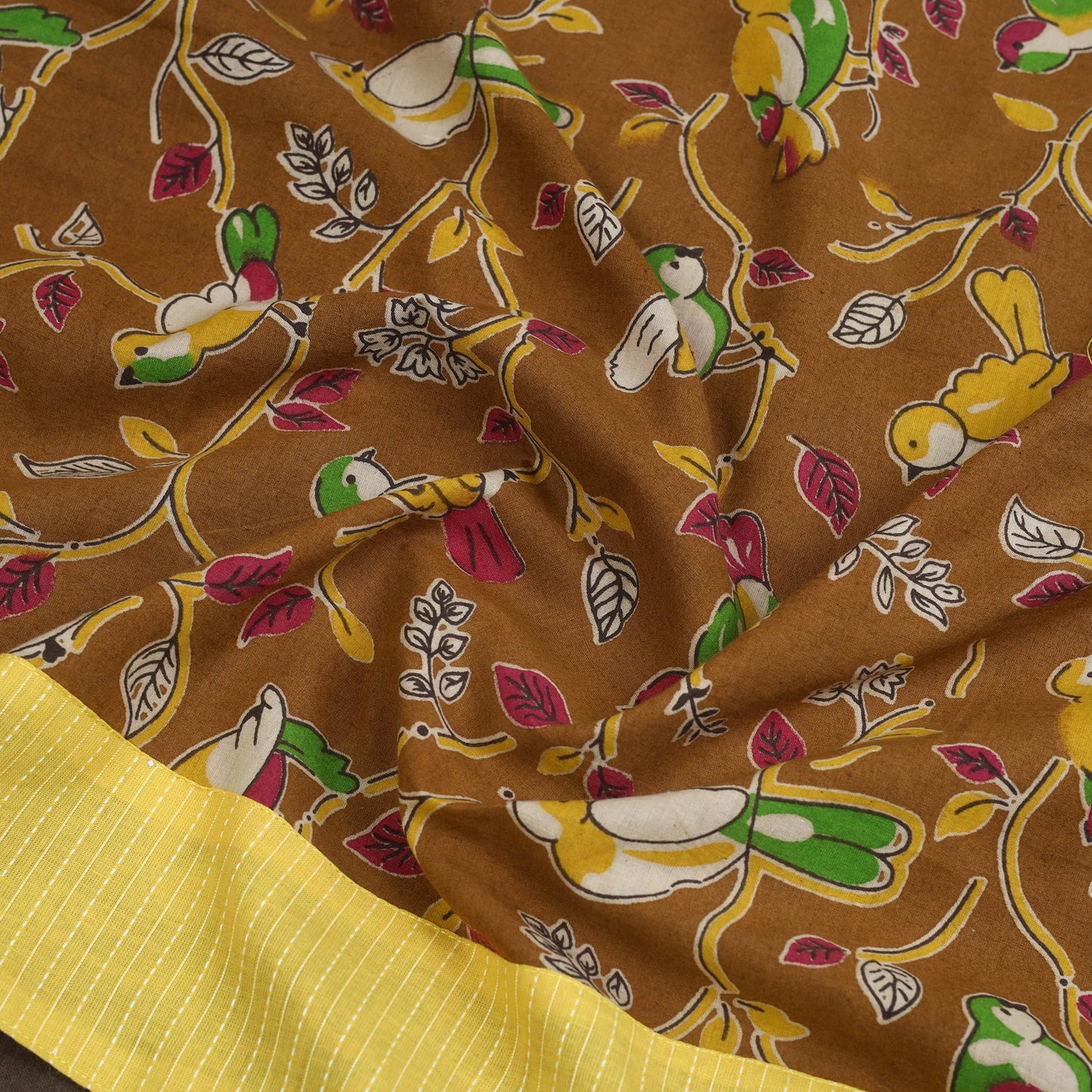 Brown - cotton kalamkari blouse piece 10 - handcrafted