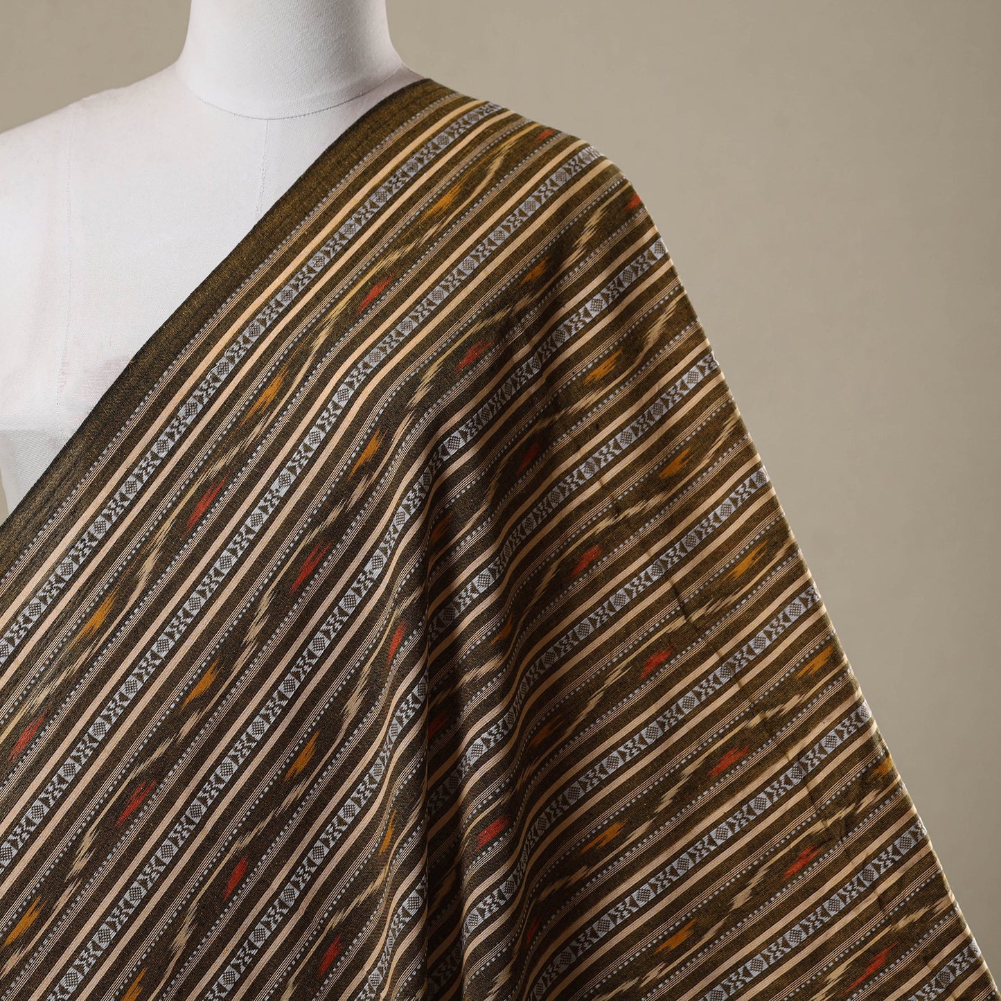 Cotton pochampally dabi ikat fabric 2 - handcrafted