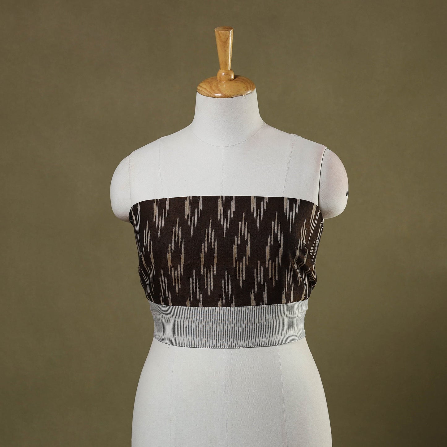 Brown Cotton Pochampally Ikat Blouse Piece