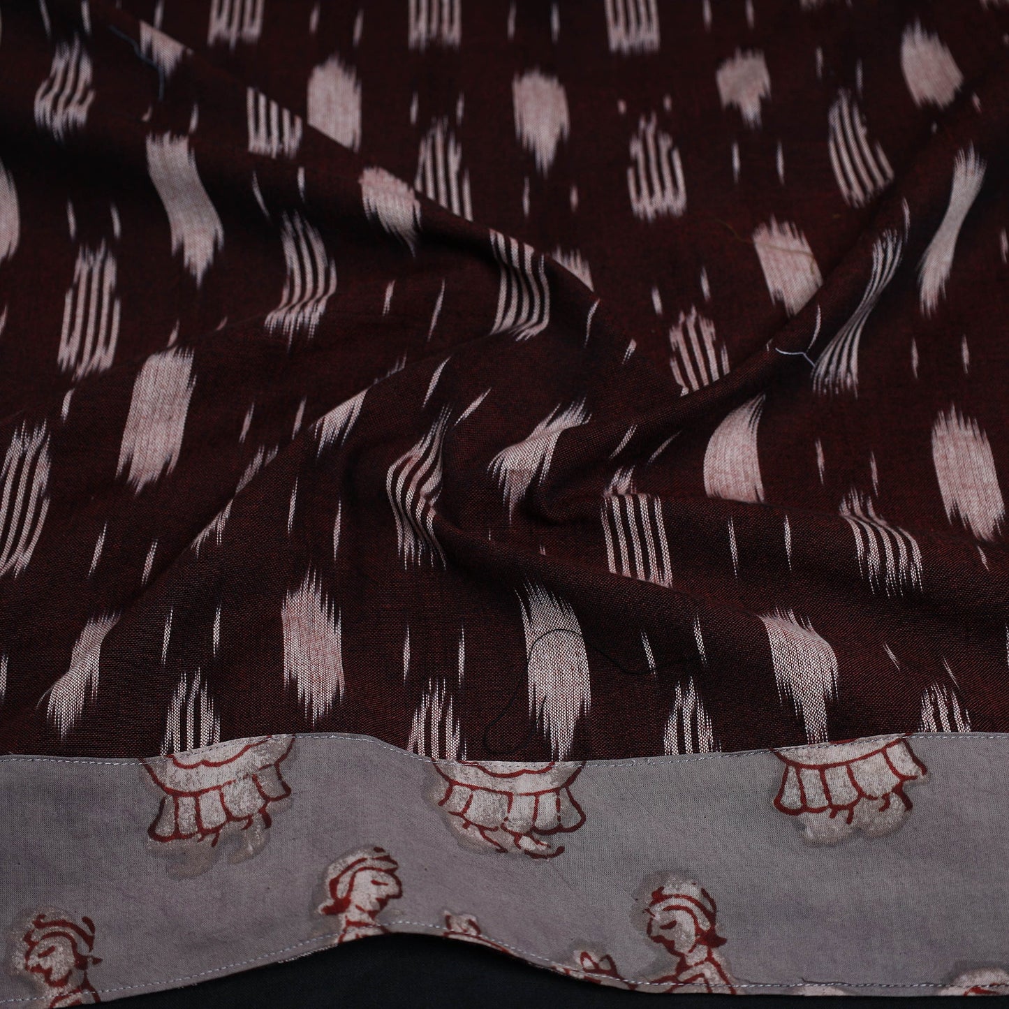 Brown - cotton pochampally ikat blouse piece 54