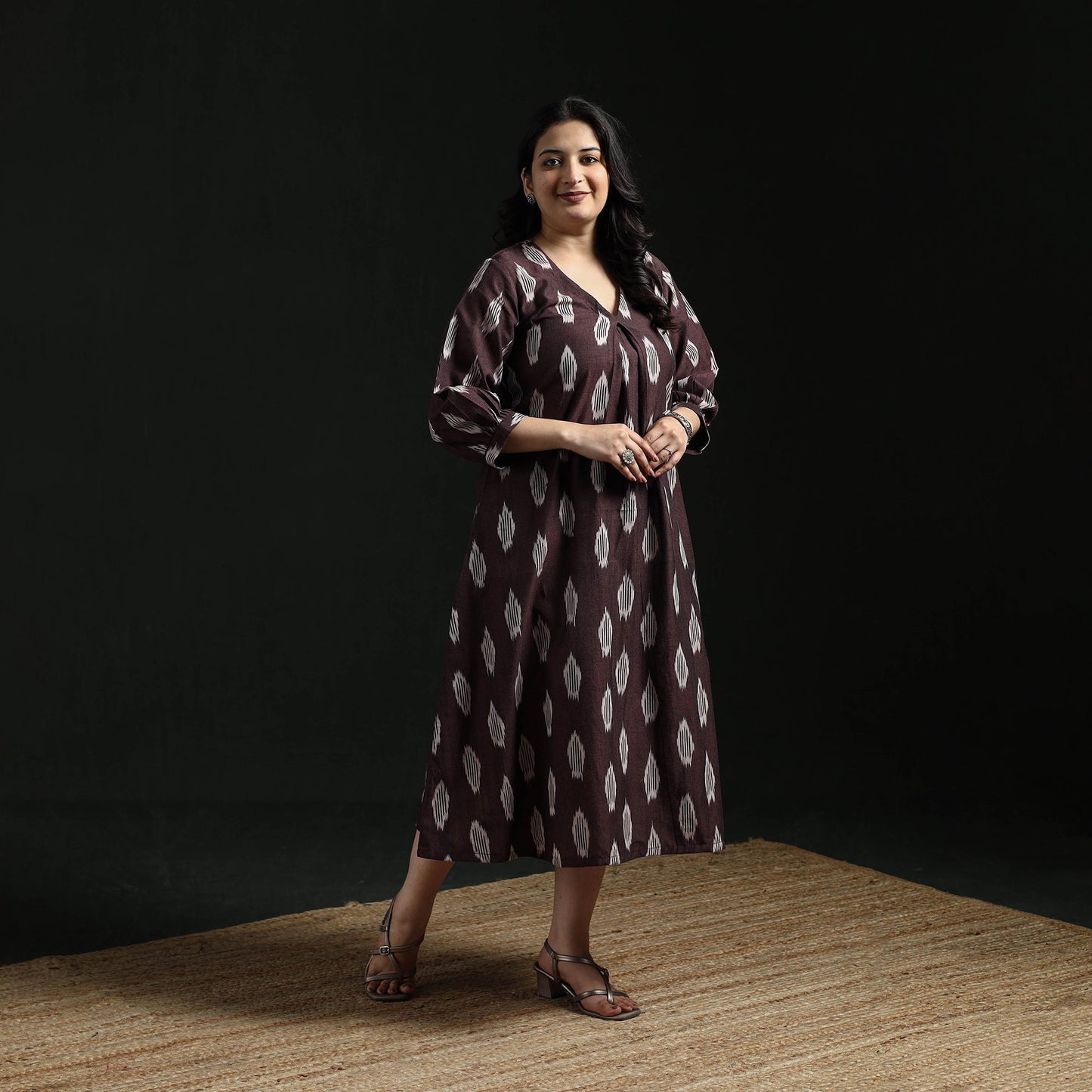 Cotton pochampally ikat dress 15 - handcrafted