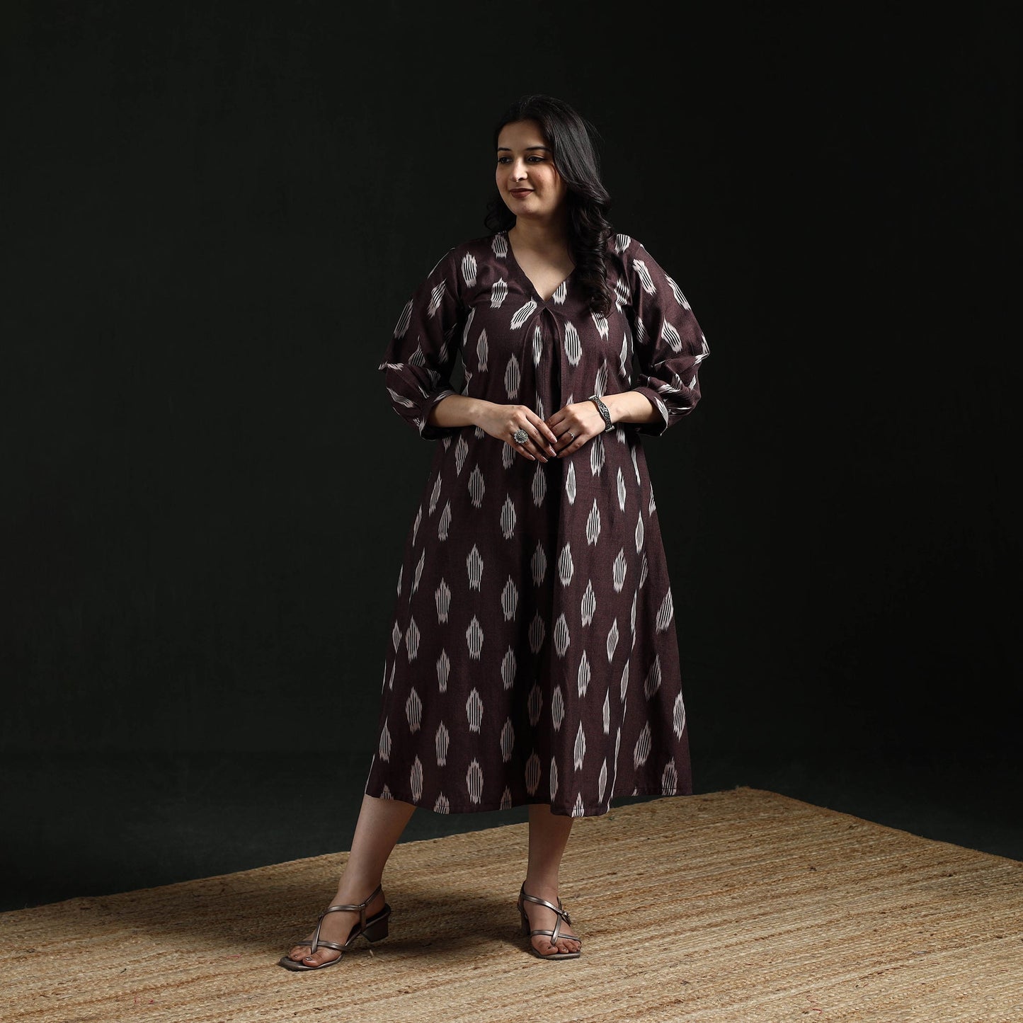 Cotton pochampally ikat dress 15 - handcrafted