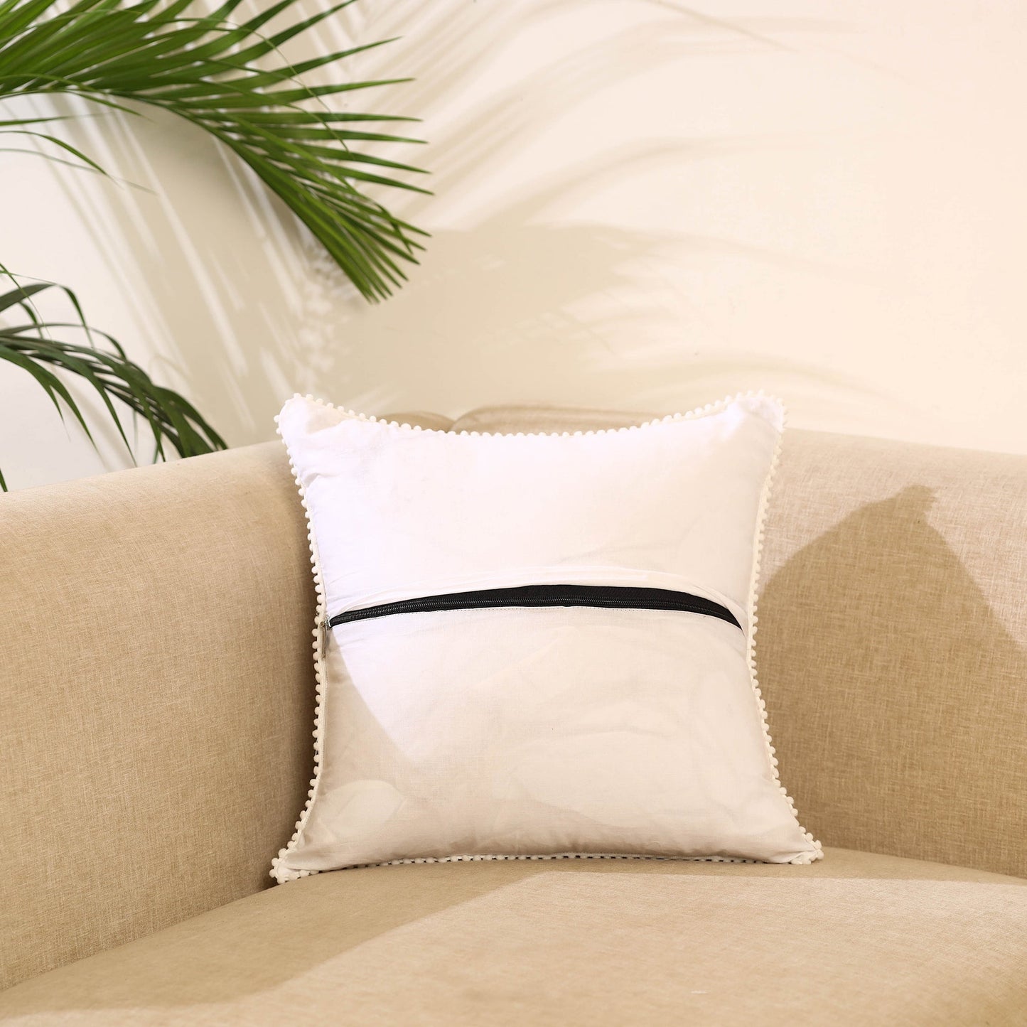 Brown Block Print Cotton Sanganeri Cushion Cover