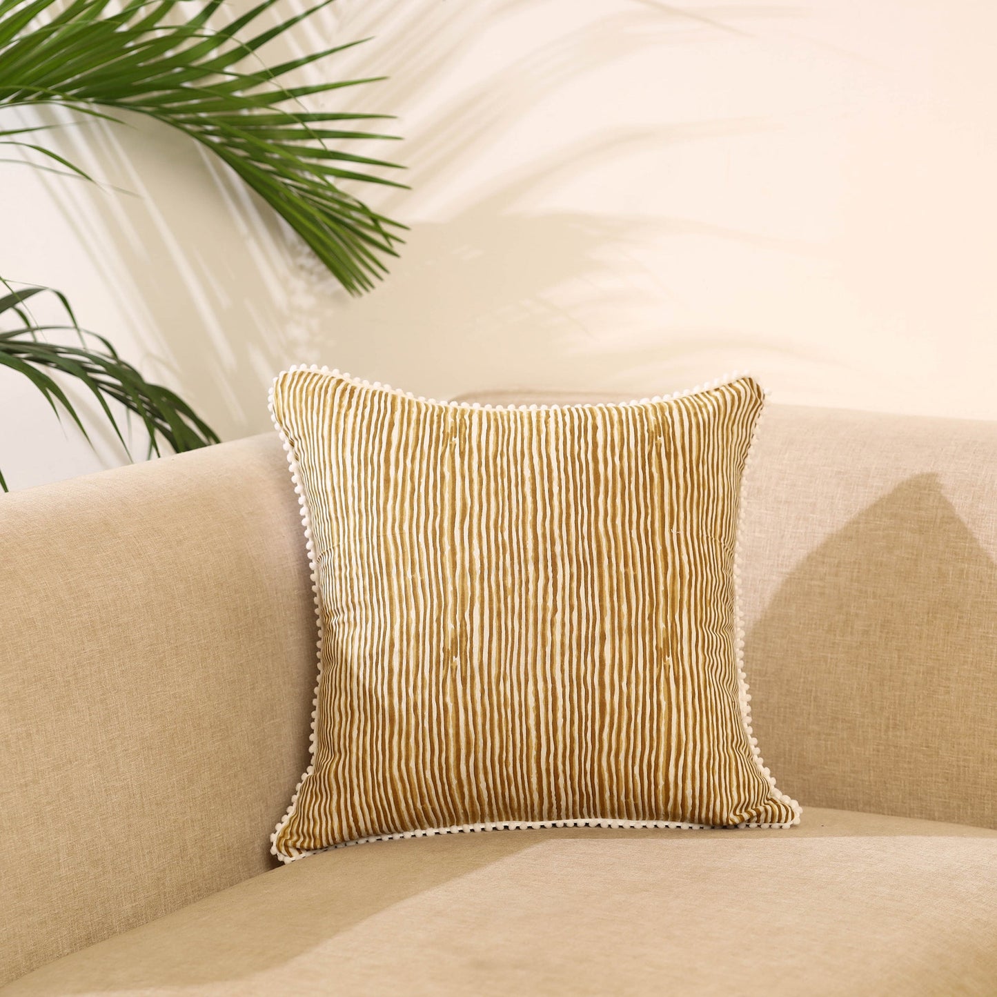 Brown Block Print Cotton Sanganeri Cushion Cover