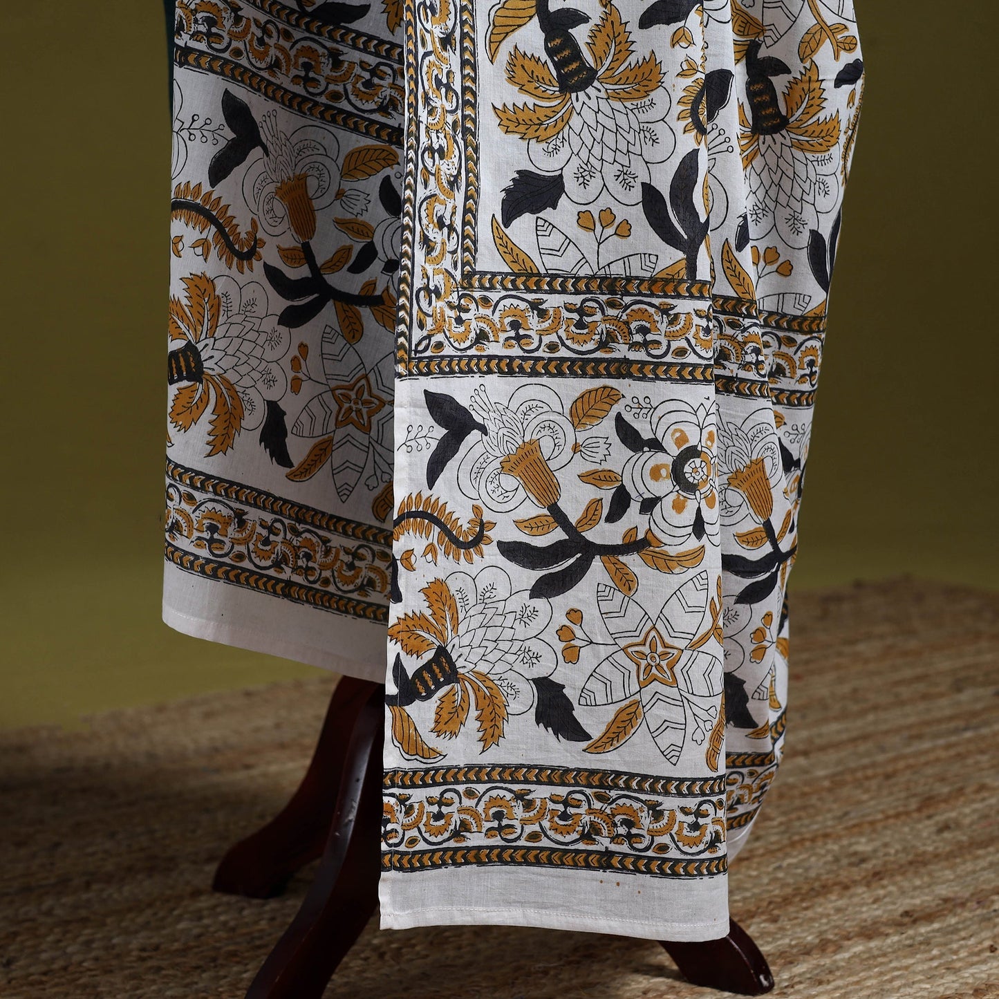 Cotton sanganeri floral dupatta 46 - handcrafted