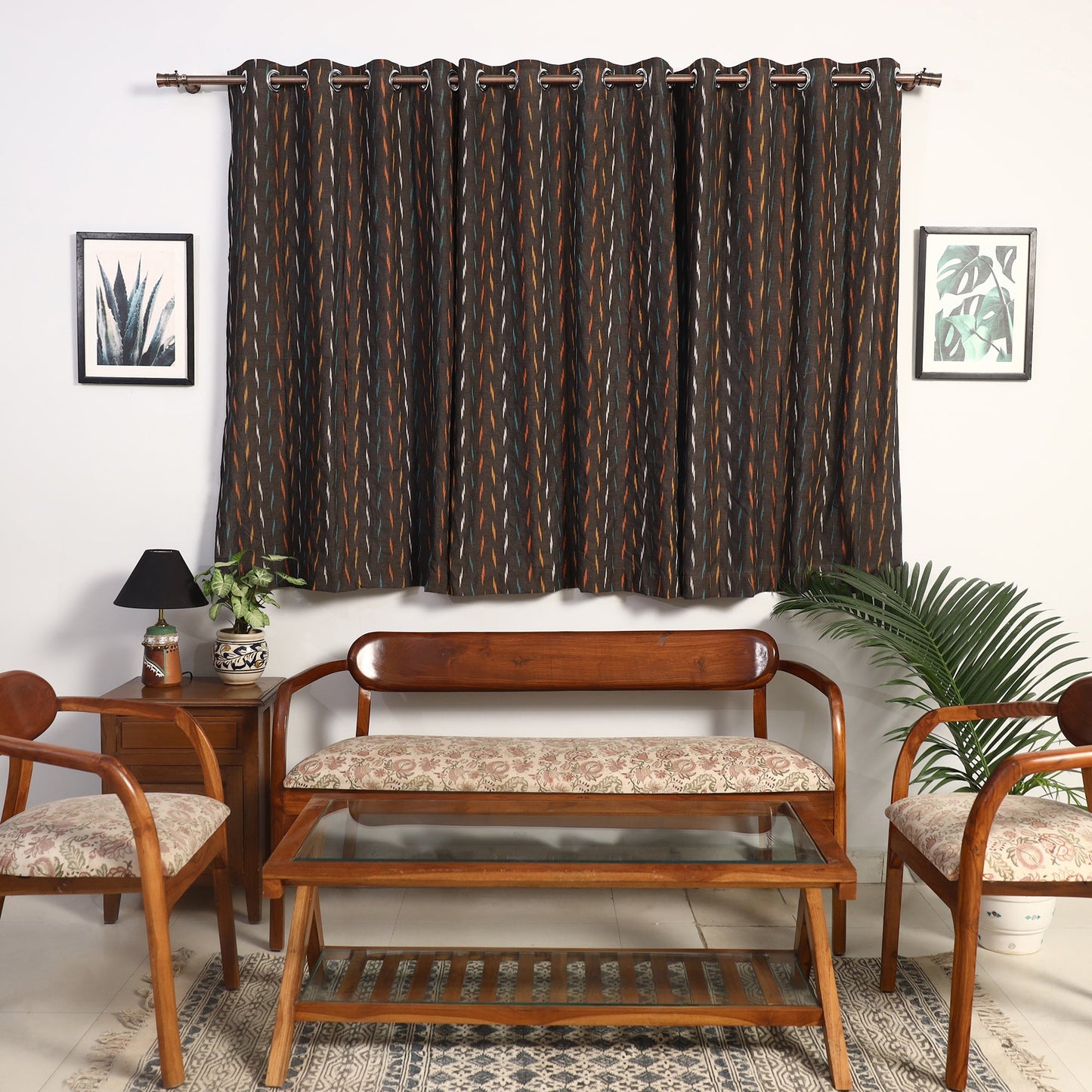 Buy Cotton Window Brown Pochampally Ikat Curtain
