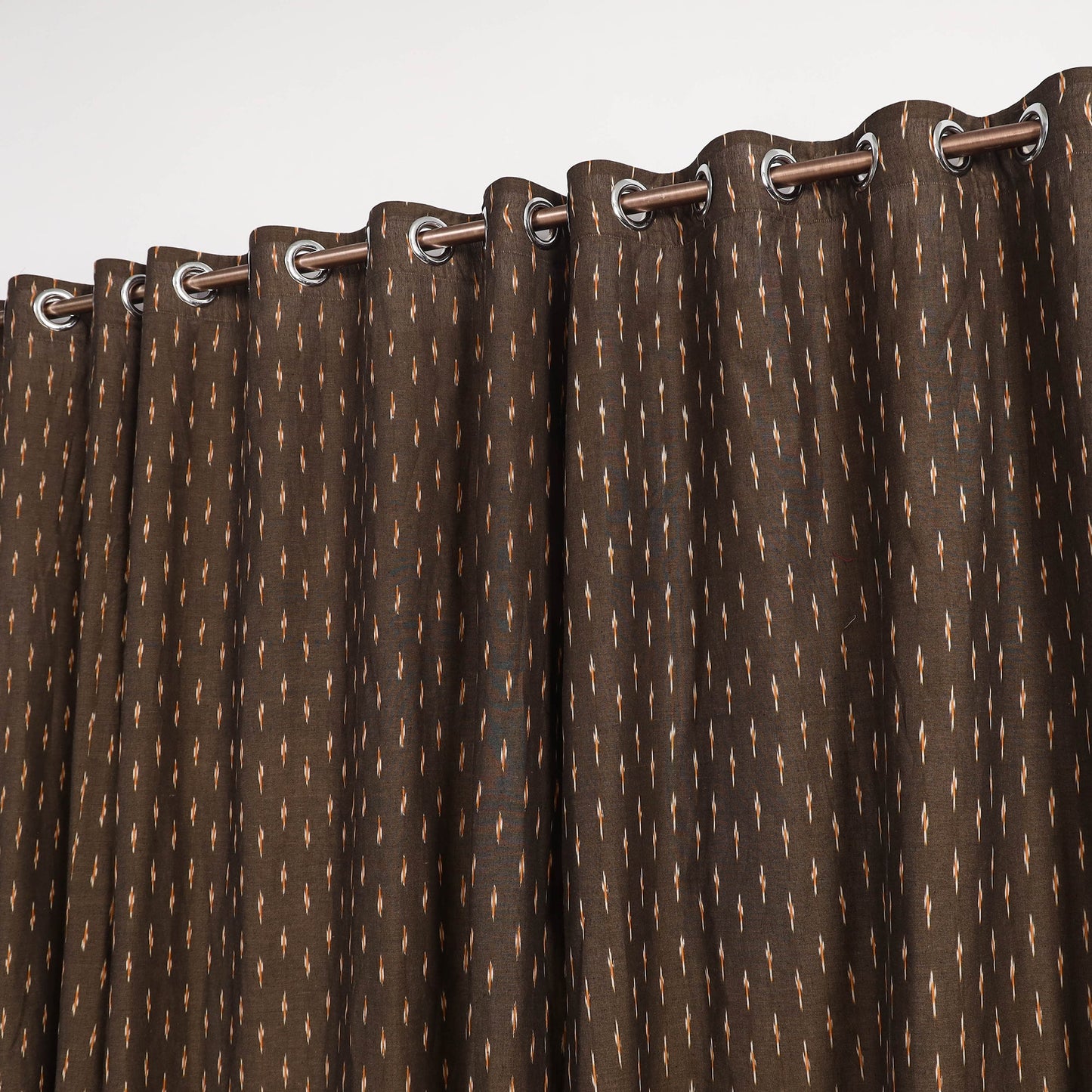 Brown - cotton window pochampally ikat curtain (5 x 3 feet)