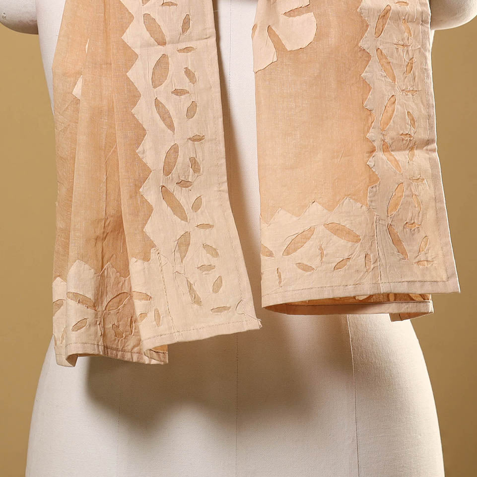 Cut Work Cotton Brown Barmer Applique Stole