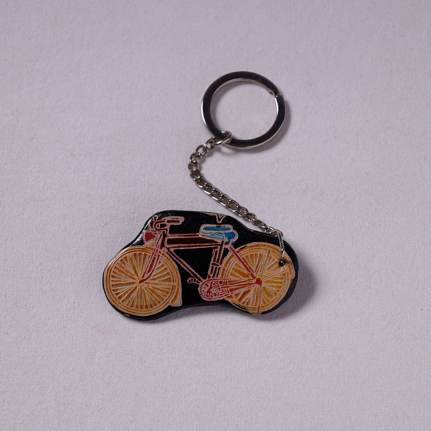 Brown Handcrafted Leather Keychain