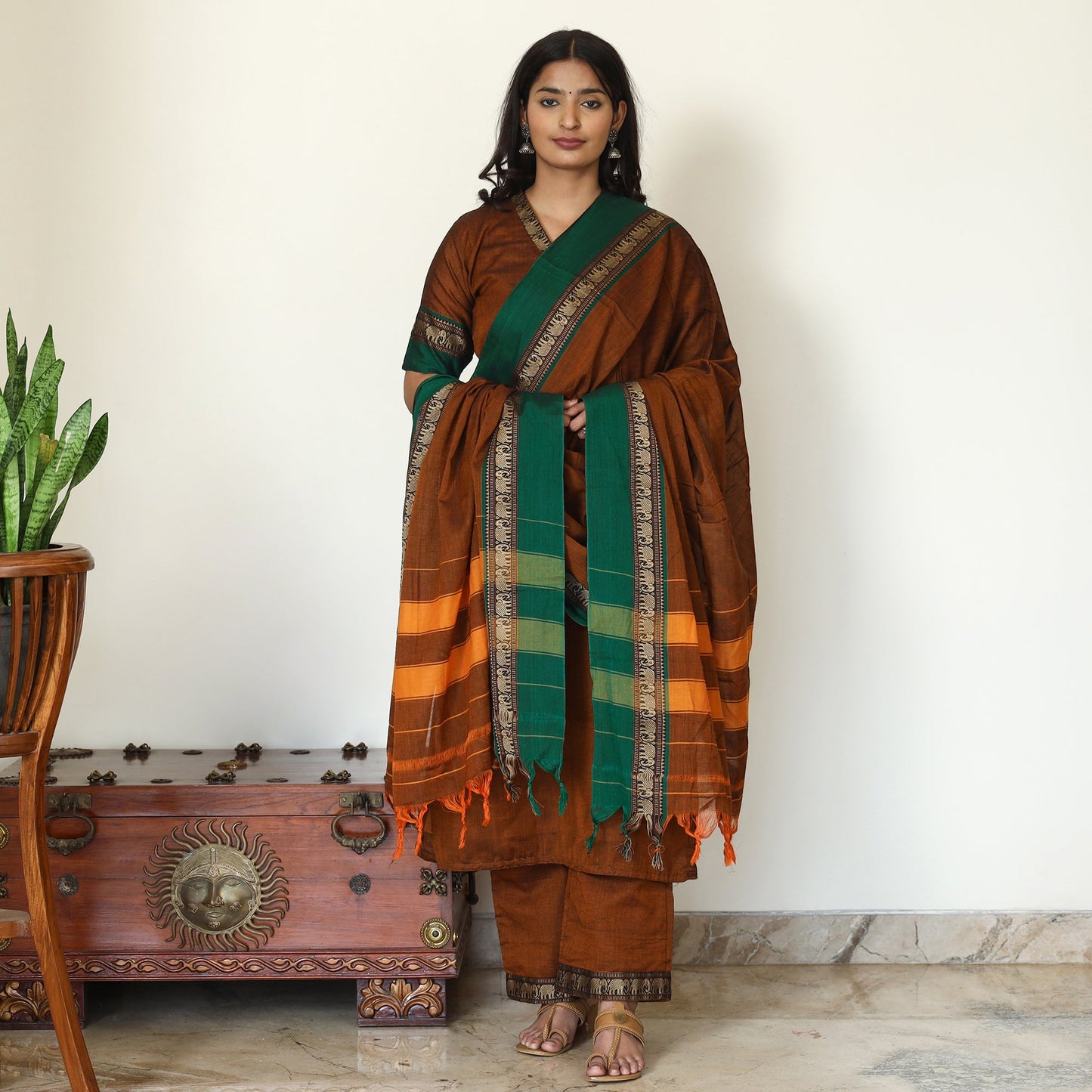Buy Dharwad Cotton Kurta with Palazzo & Dupatta Set Online at iTokri.com