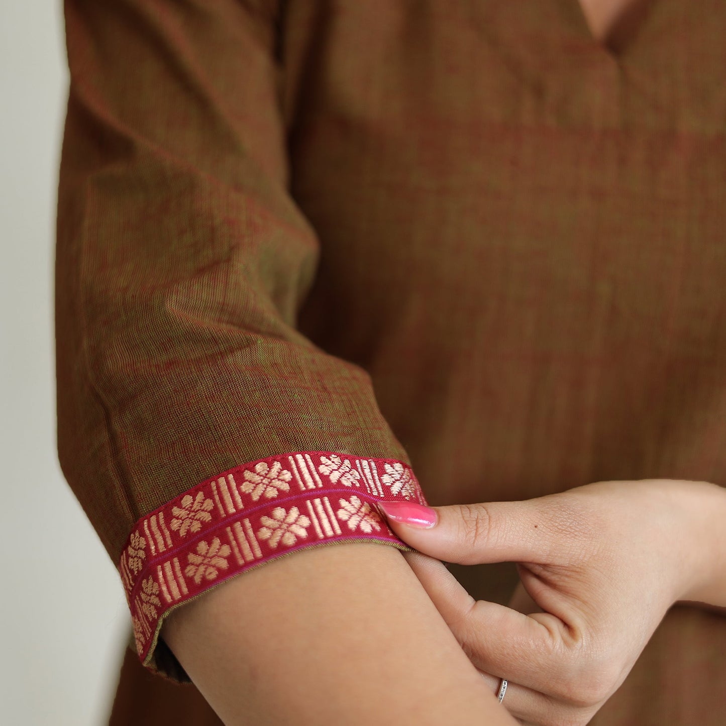 Brown - Dharwad Cotton Long A-Line Kurta for Women
