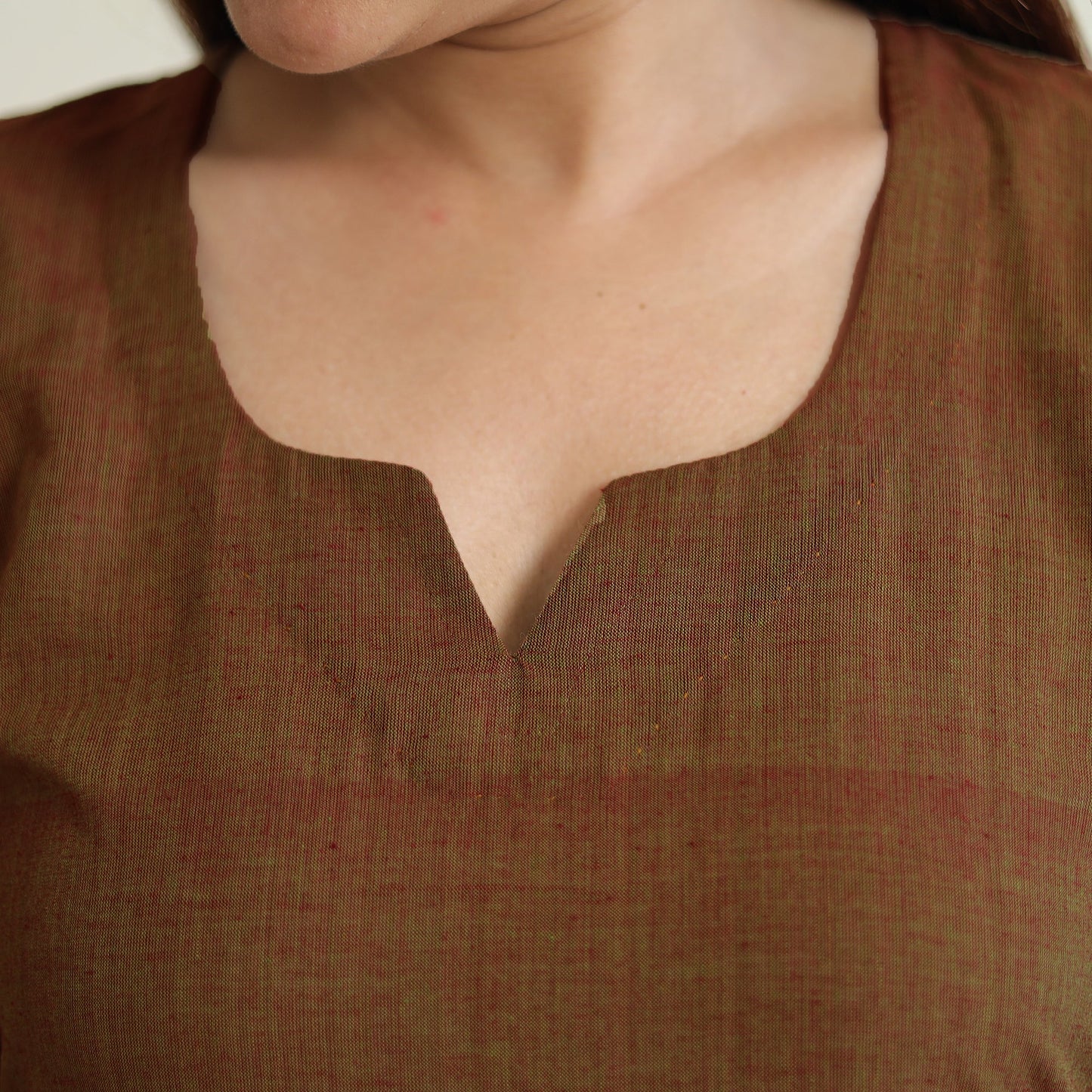 Brown - Dharwad Cotton Long A-Line Kurta for Women