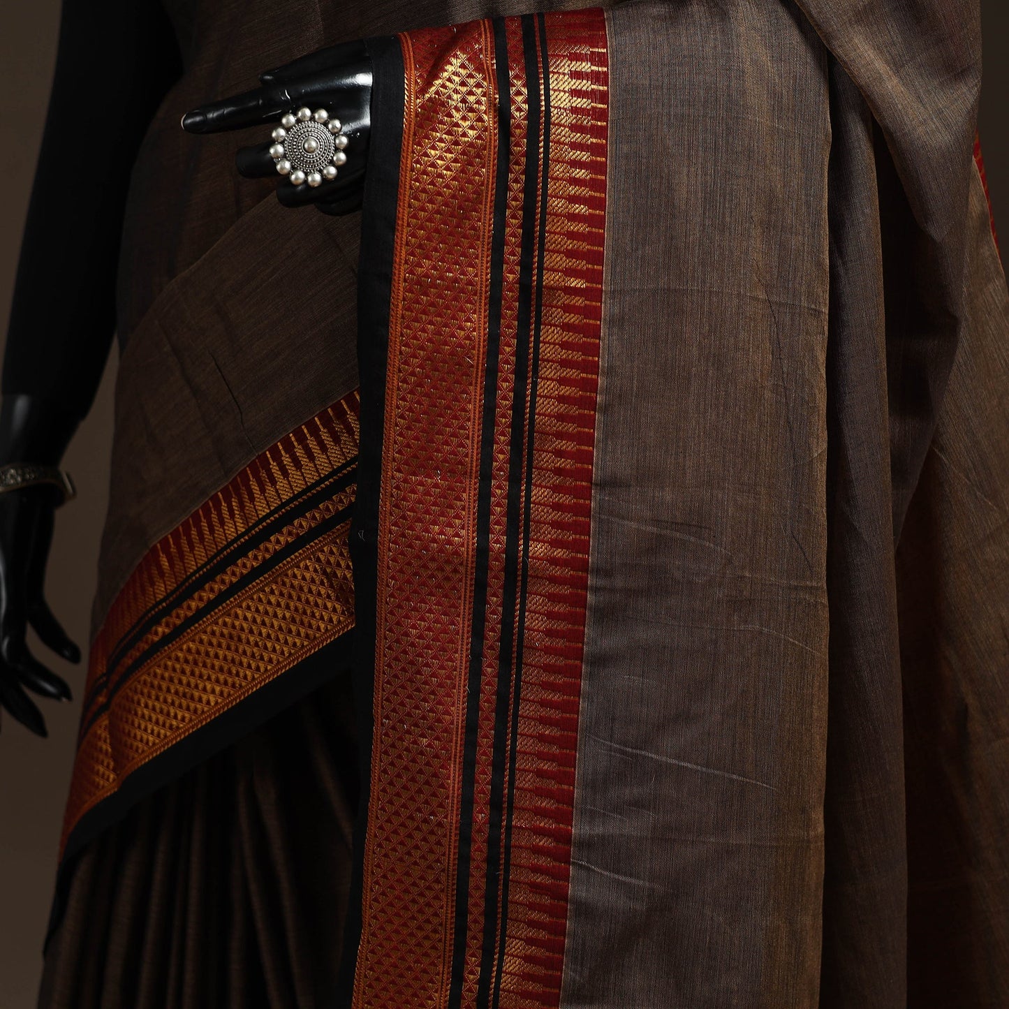 Dharwad cotton saree with border 27 - handcrafted