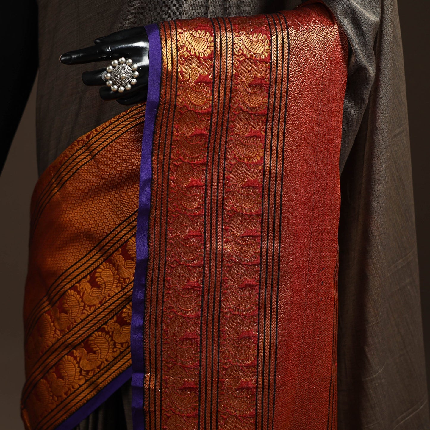 Dharwad cotton saree with border 51 - handcrafted