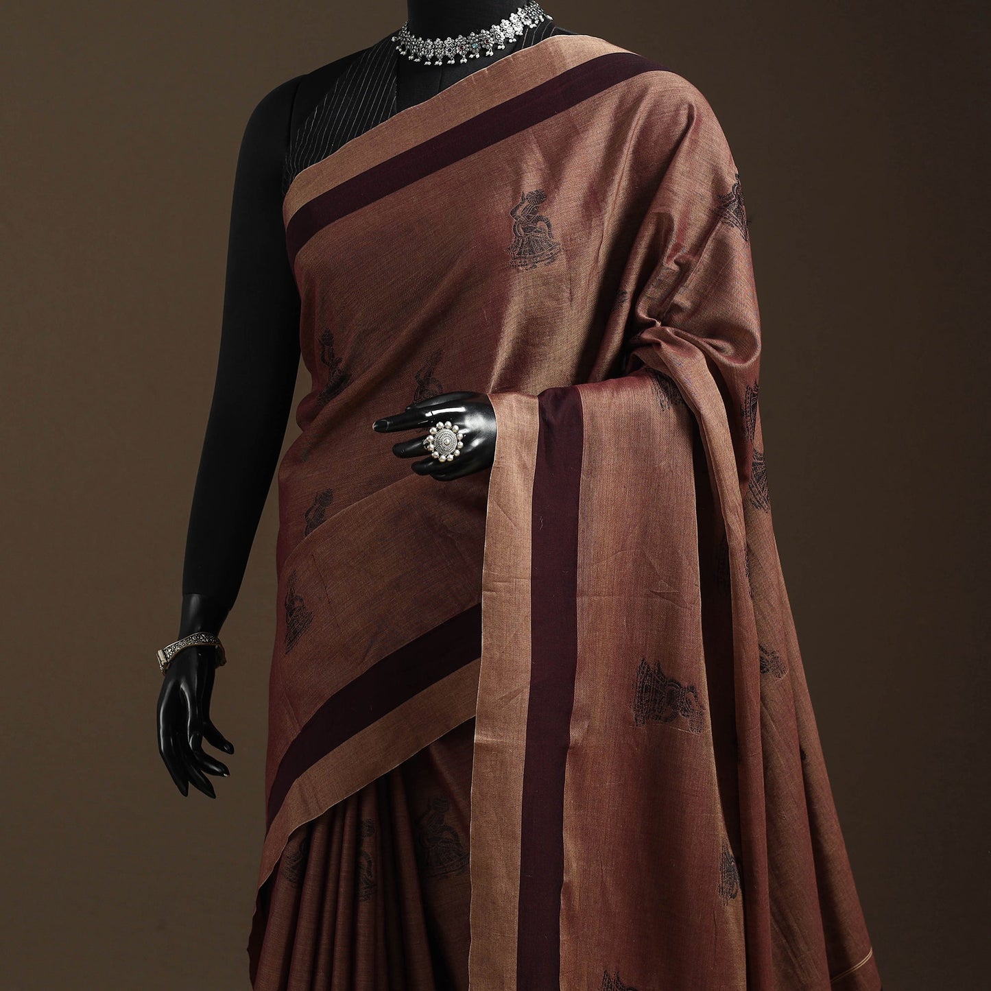 Dharwad cotton saree with border 27 - handcrafted