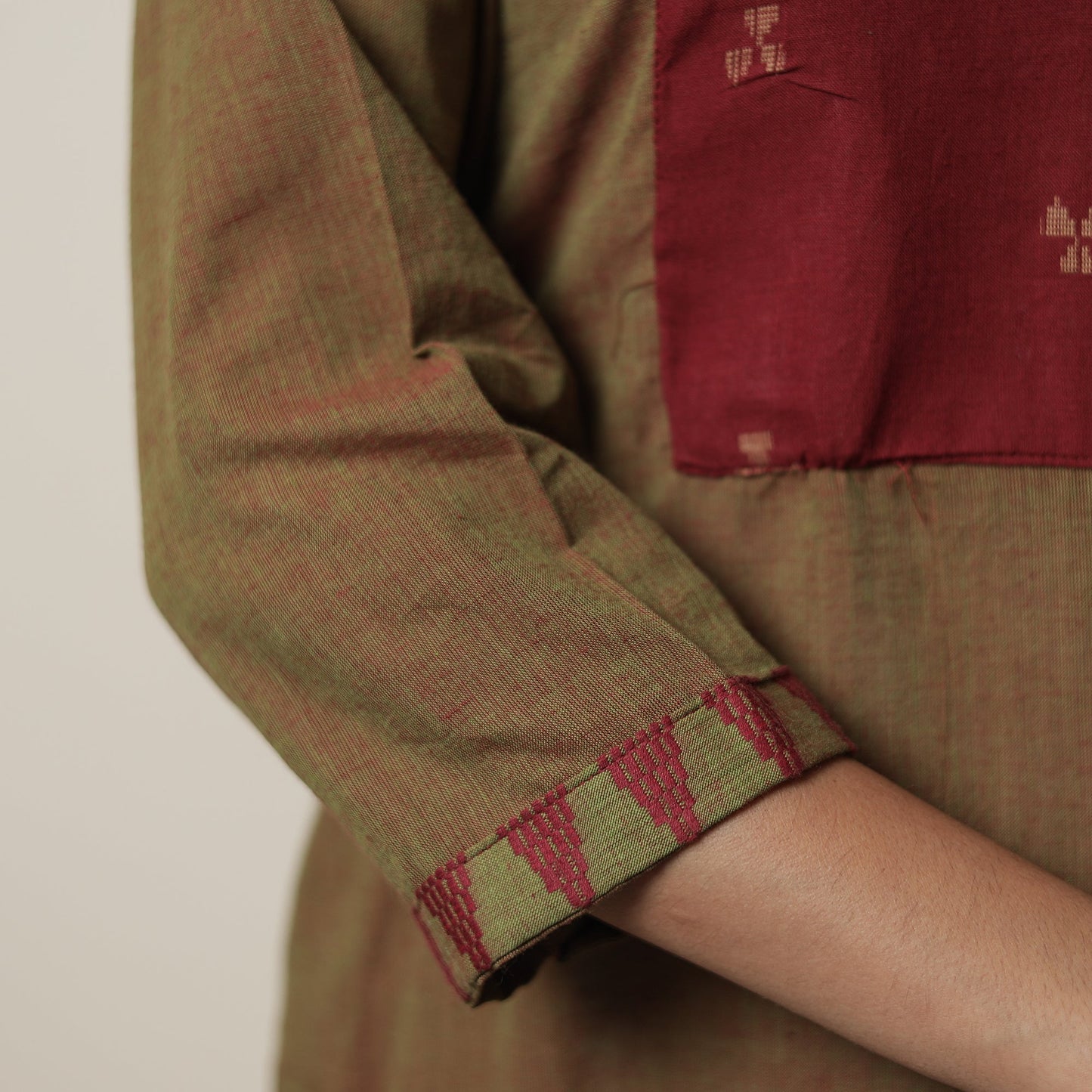 Dharwad Cotton Kurta with Jacquard Patchwork 19 Online at iTokri.com