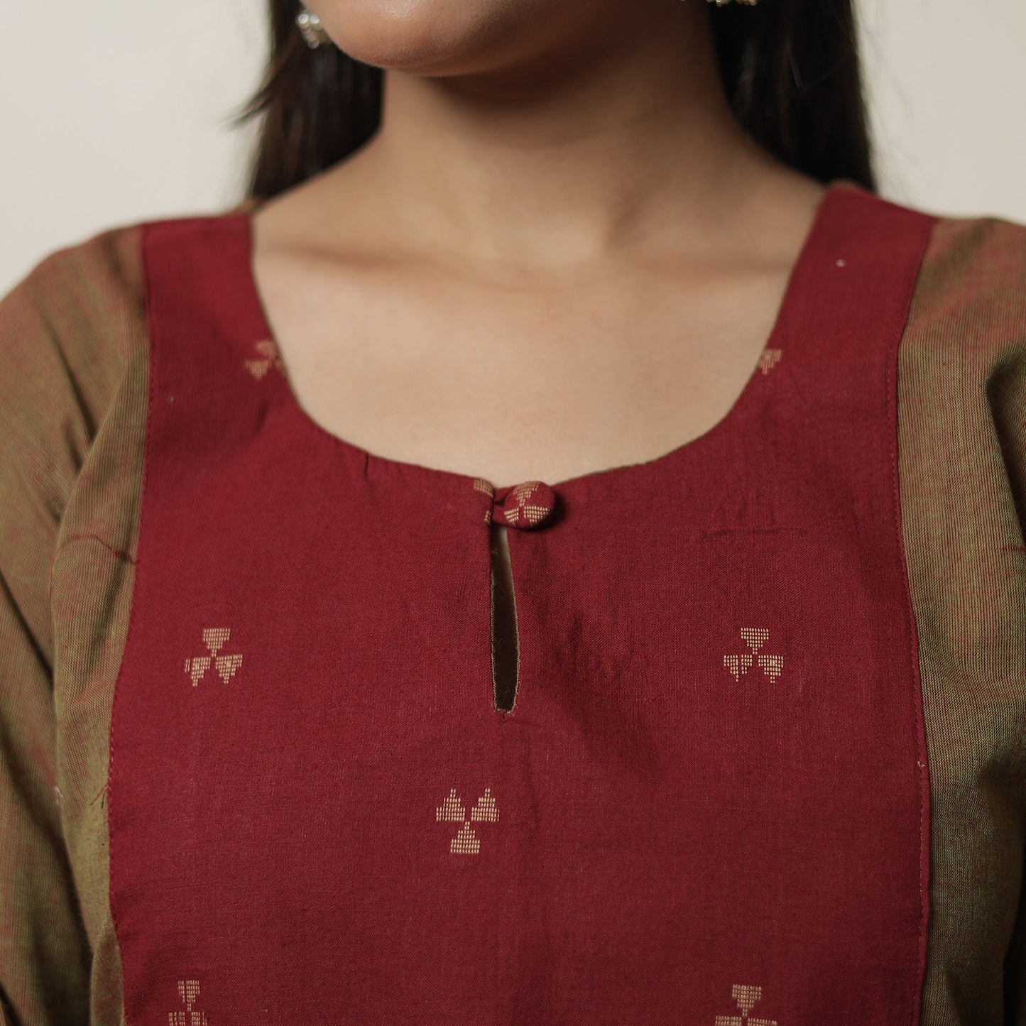 Dharwad Cotton Kurta with Jacquard Patchwork 19 Online at iTokri.com