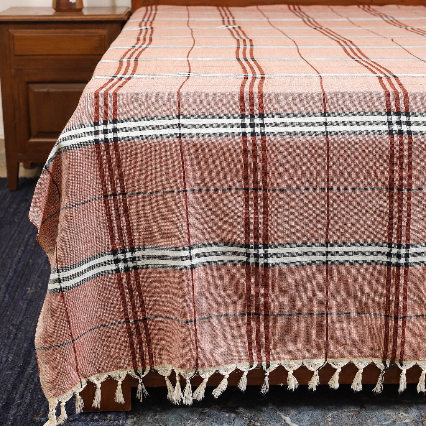 Brown - double handloom cotton bed sheet (108 x 90 in) 07