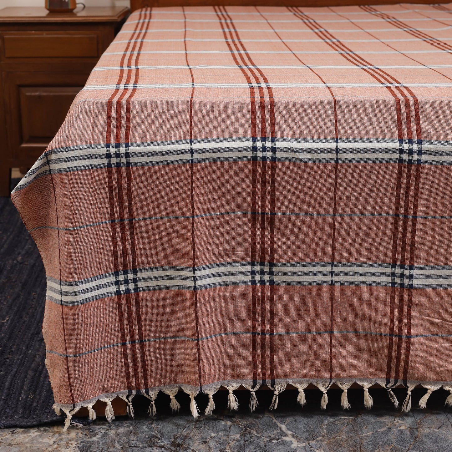 Brown - double handloom cotton bed sheet (108 x 90 in) 19