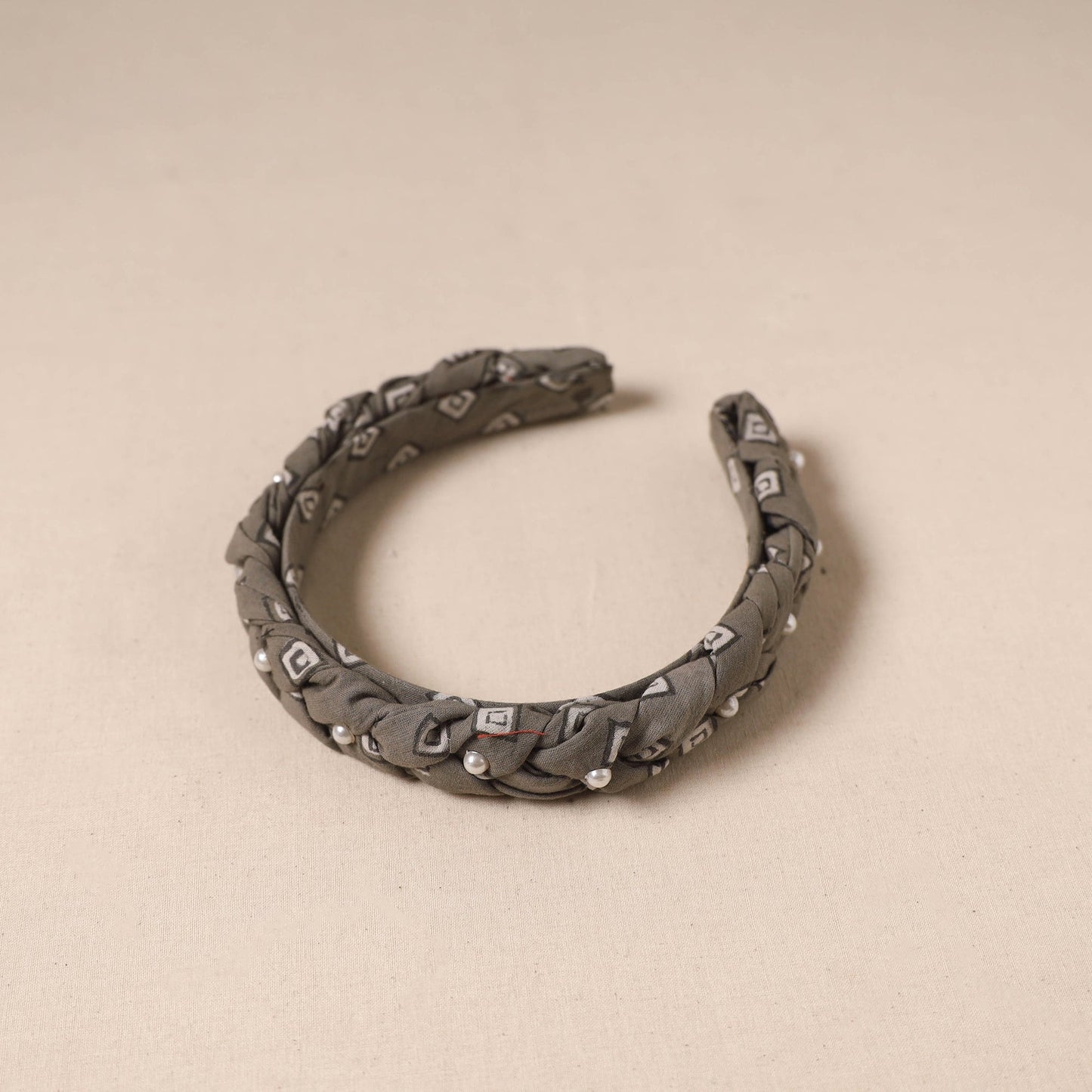 Fabart braided hair band with bead work 47 - handcrafted