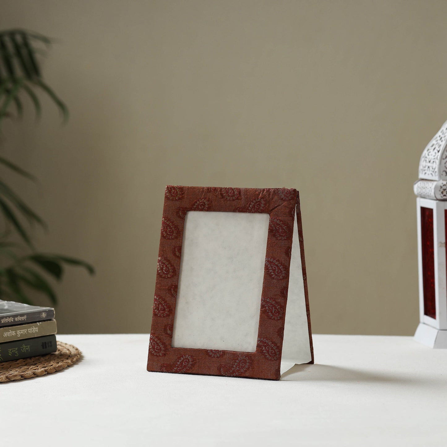 Brown - fabric embellished handmade photo frame (8 x 6 in)