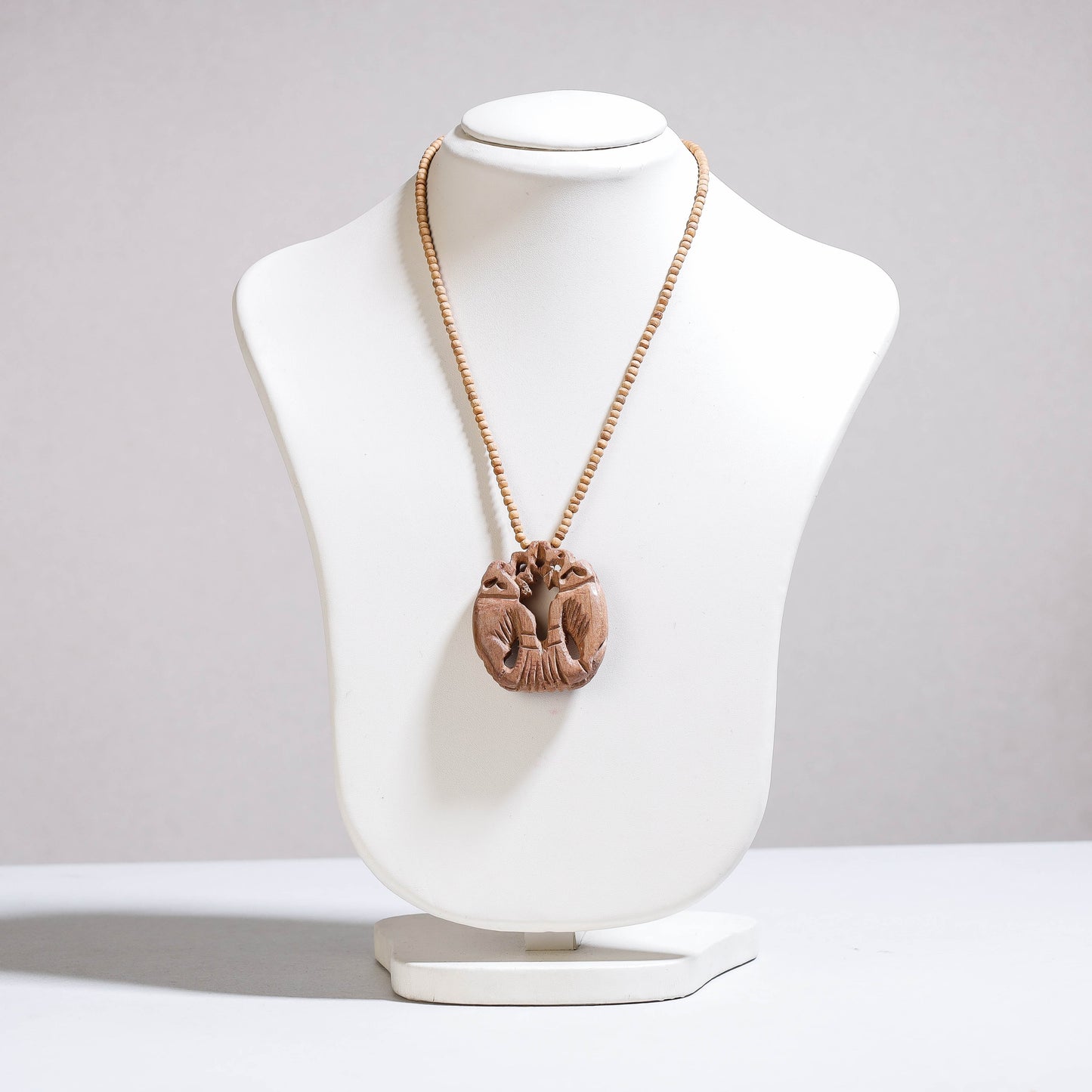 Fine Hand Carved Kadam Wooden Pendant Necklace