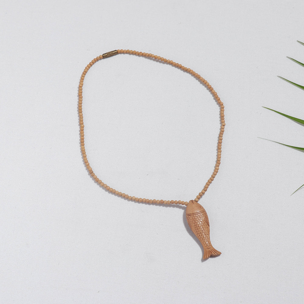 Fish - Fine Hand Carved Kadam Wooden Pendant Necklace