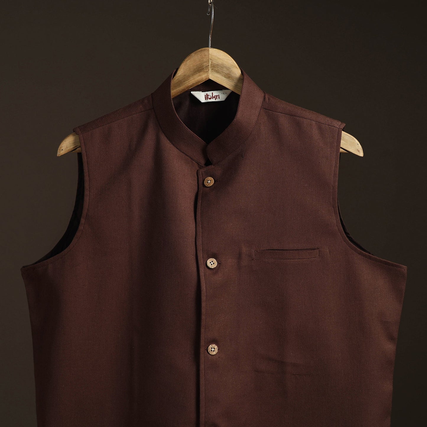 Flex cotton men plain nehru jacket 02 - handcrafted
