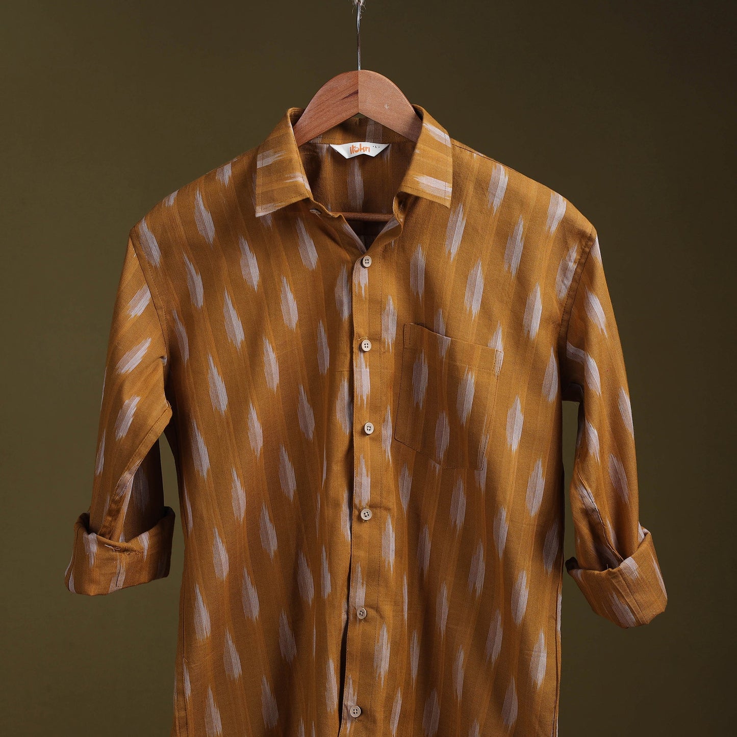 Brown - full sleeve cotton men pochampally ikat shirt 10
