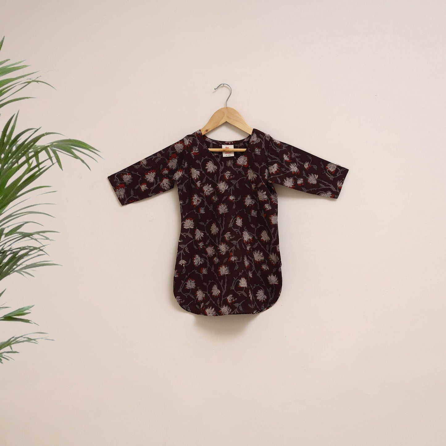 Brown - girls bagru pure cotton kurta set (2-6 years) 13