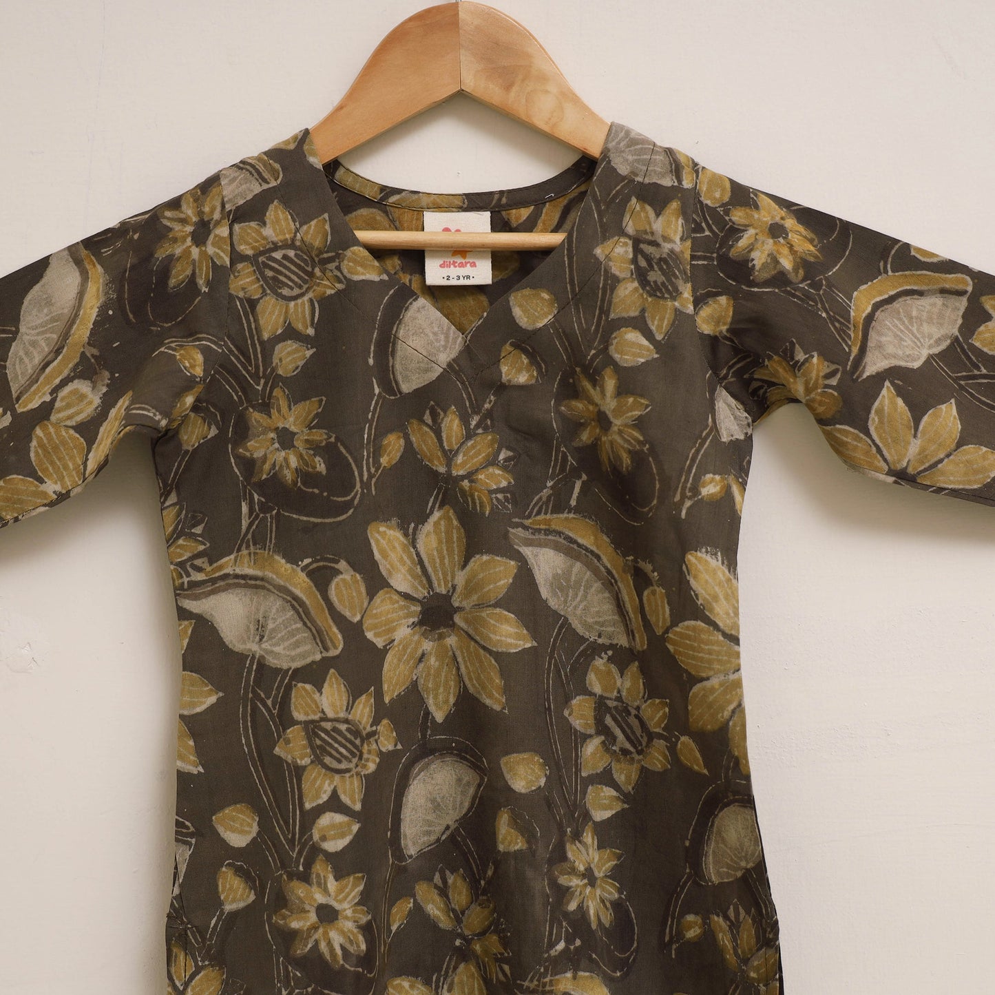 Brown - girls pure cotton kurta set (2-6 years) 15