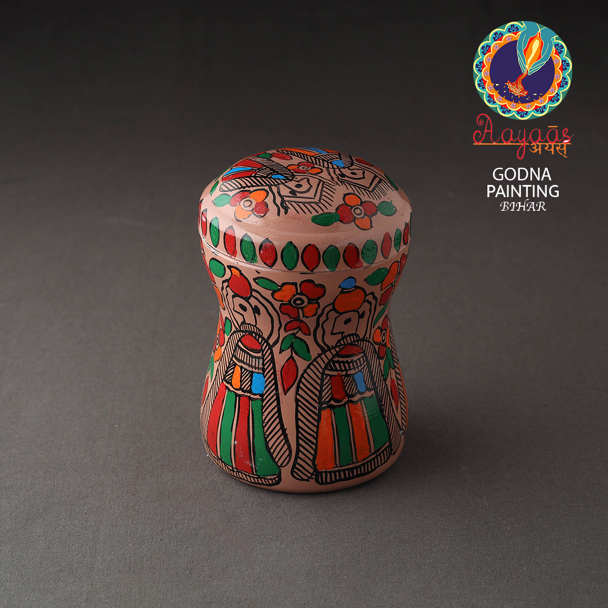 Brown Bengal Patua Handpainted Stainless Steel Multi Utility Canister